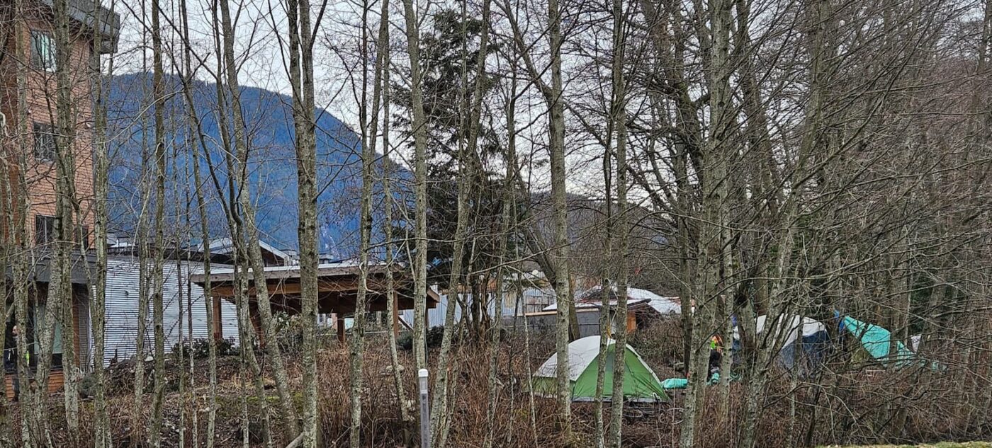 homeless encampment behind Under One Roof