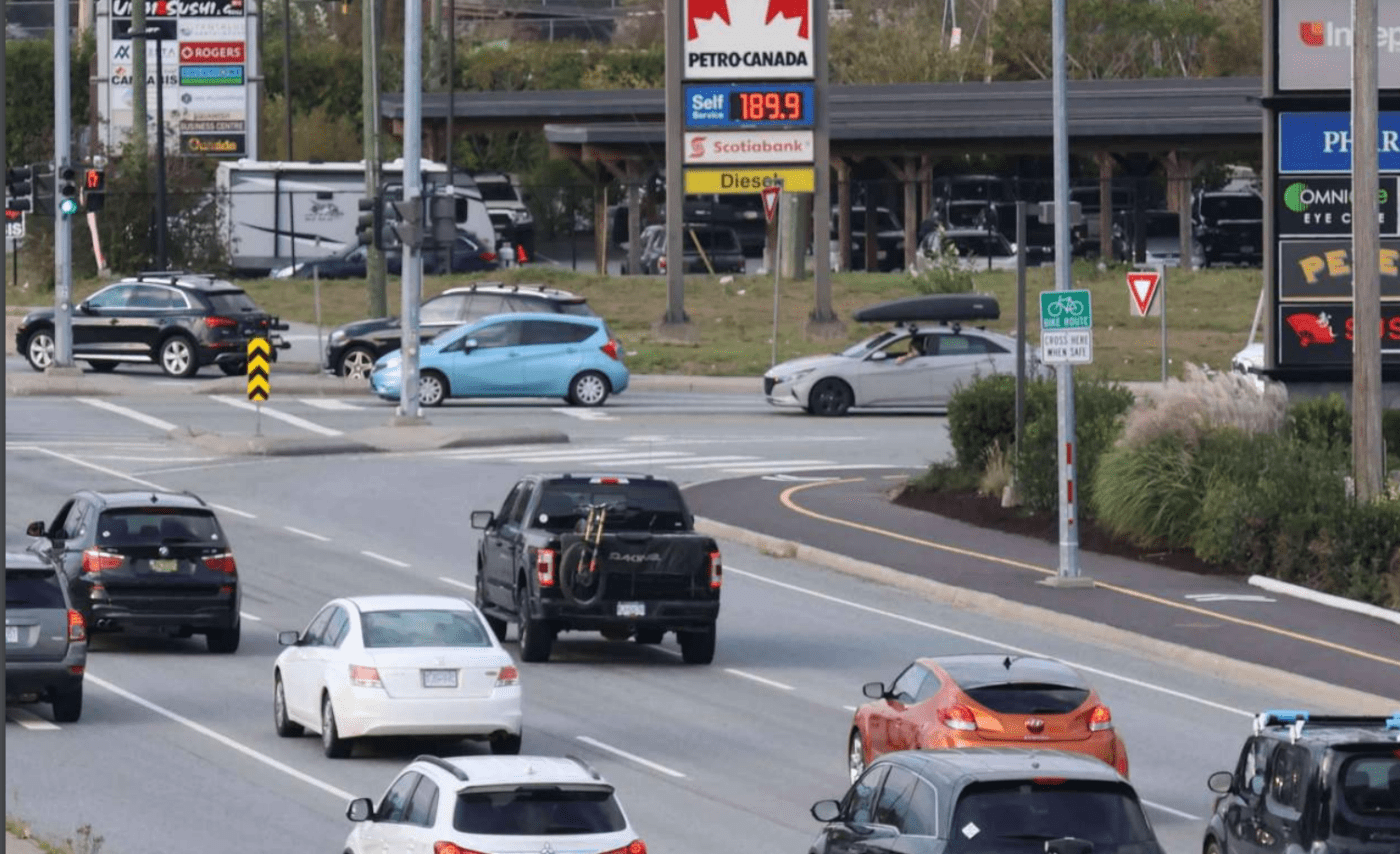 Cars on Sea to Sky Highway.