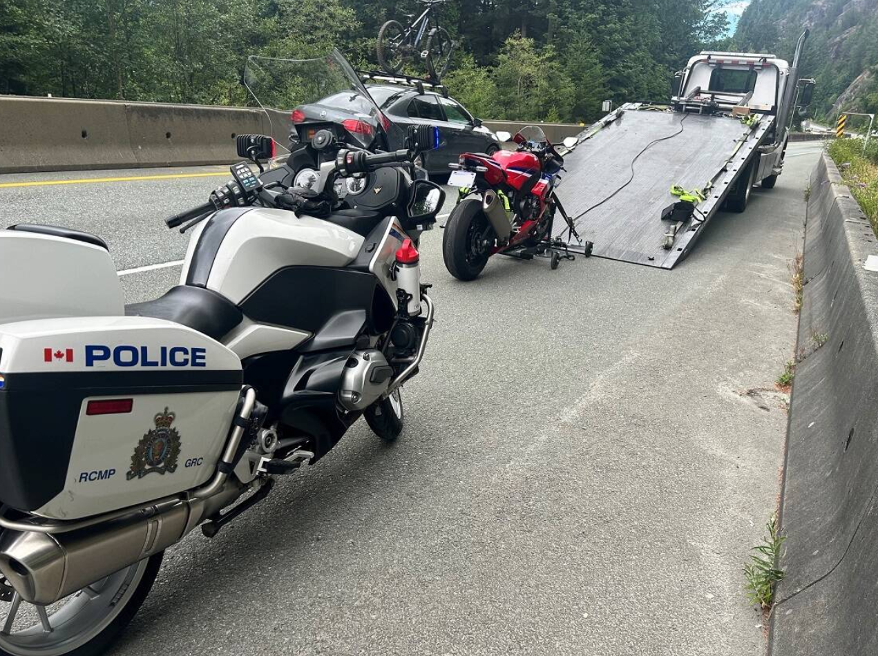 Bike impounded by BC Highway Patrol.